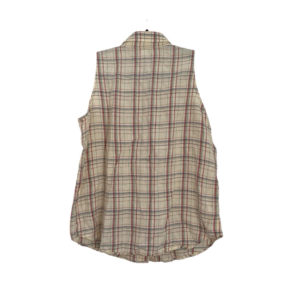 Jones New York Sport VTG Linen Plaid Sleveless Fisherman Blouse Women’s Size 8 - Picture 2 of 9